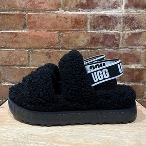 NEW! UGG Oh Fluffita Slides Fluffy Black Sherpa Women's Size 9